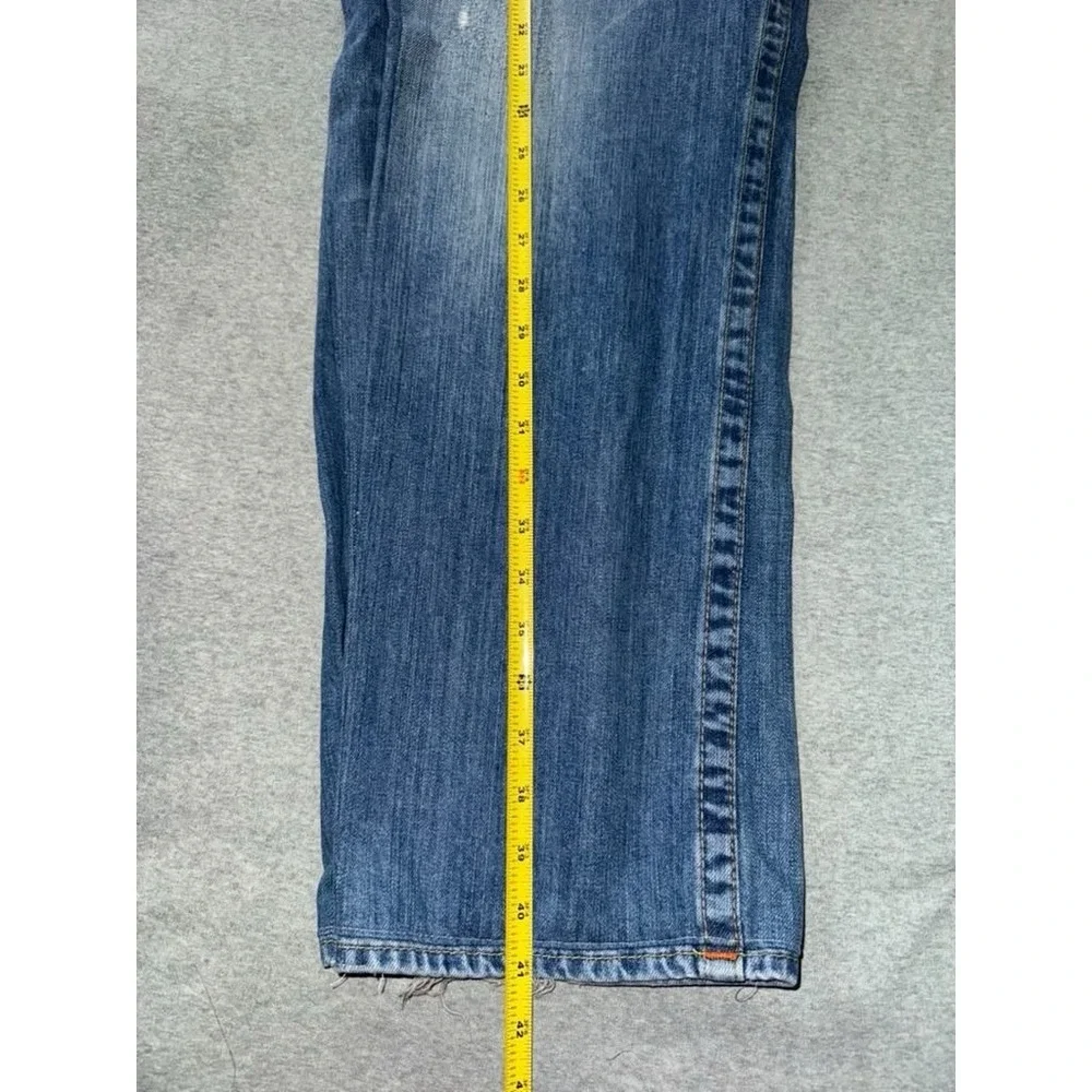 True Religion Jeans Men's Ricky Blue Denim Straight Leg Distressed Size 38